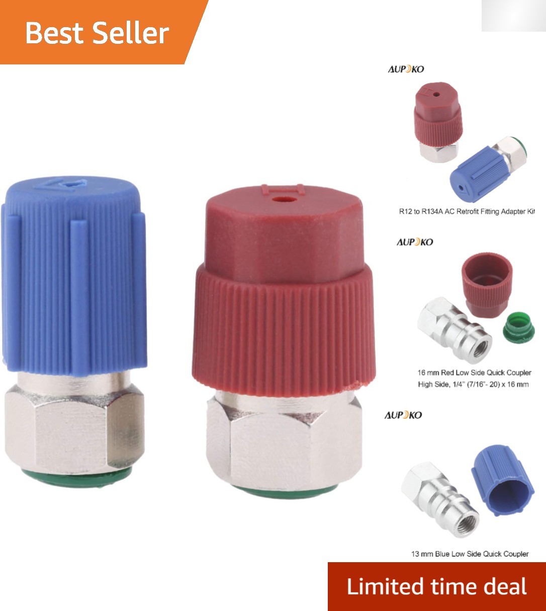 Durable R12/R22 to R134A High/Low Fitting Adapter Kit - Perfect for AC Retrofits