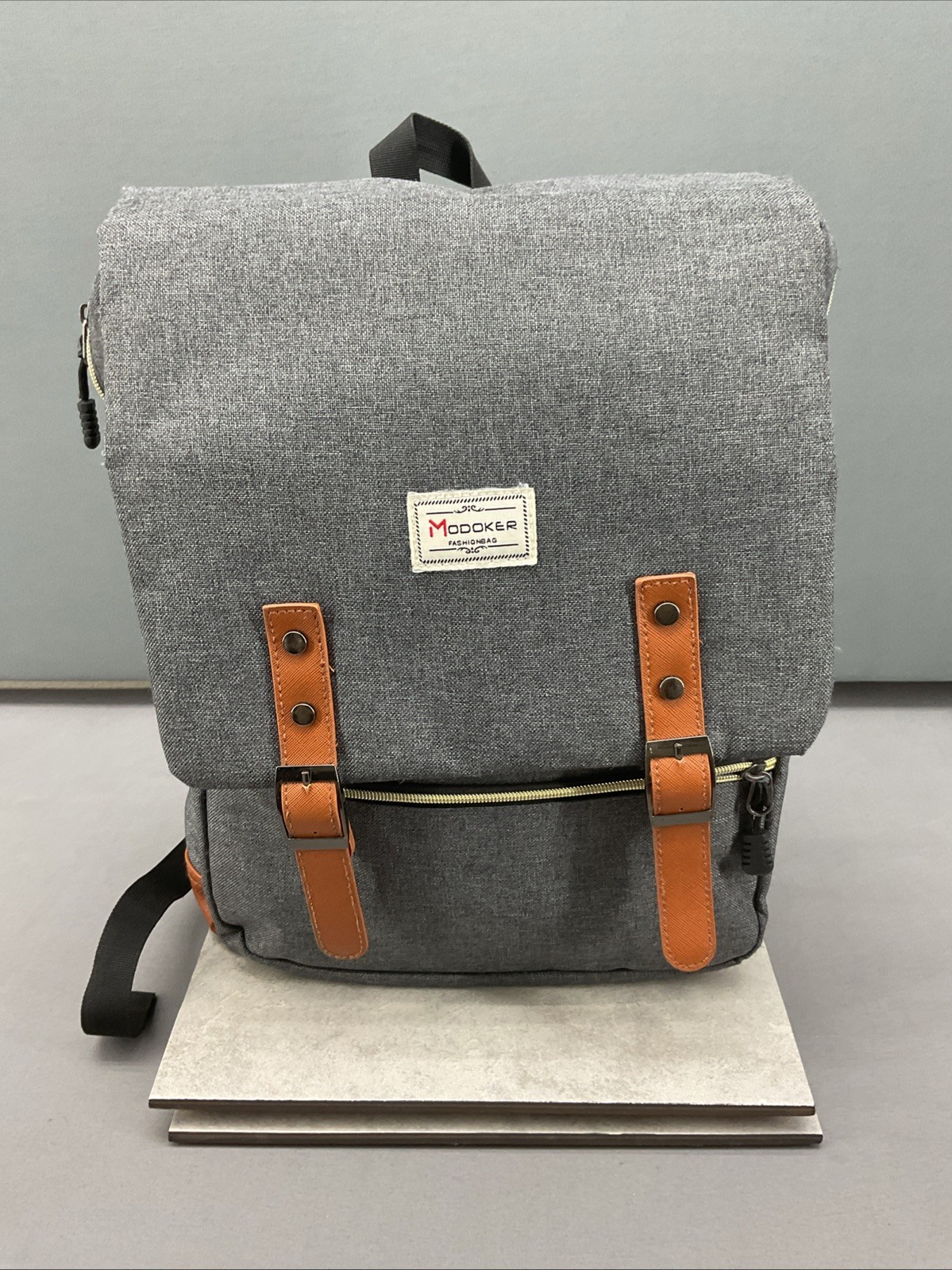 Modoker Laptop Backpack Fashion Bag w/ USB Charging Gray