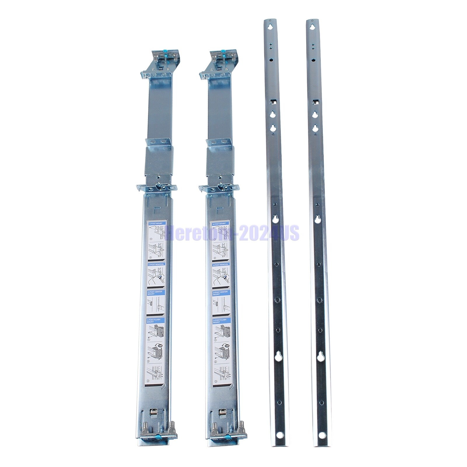 2U Static Rails for Dell R510 R520 R530 R540 R720 R730 R740 R820 R6525 R7525