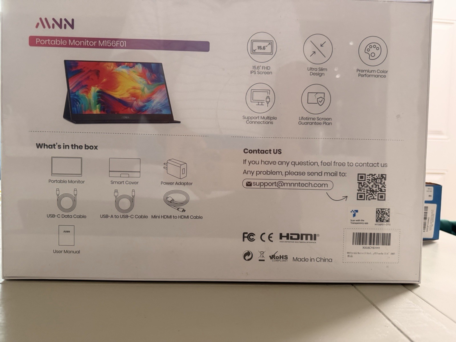 Portable Laptop Monitor, MNN M156F01, 15.6" FHD IPS Screen, NEW & Sealed