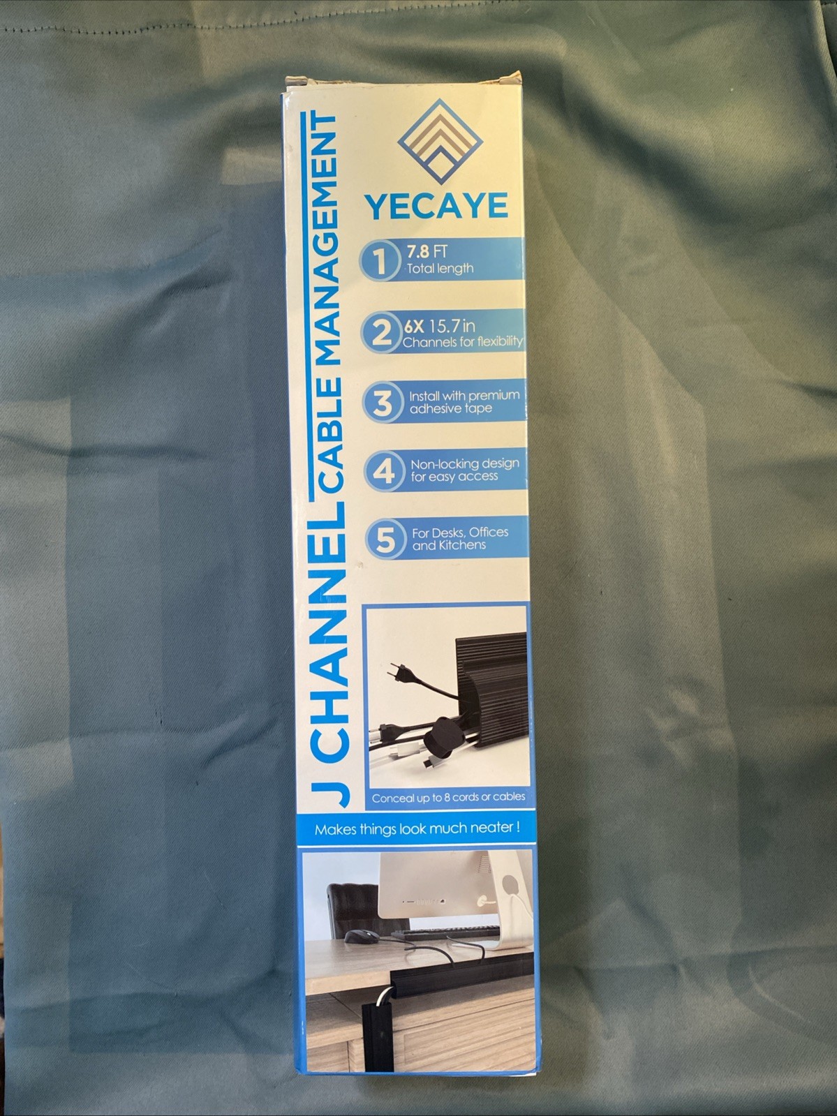 Cable Management Yecaye 7.8’ J Channel Cable Raceway Cable Management Under Desk