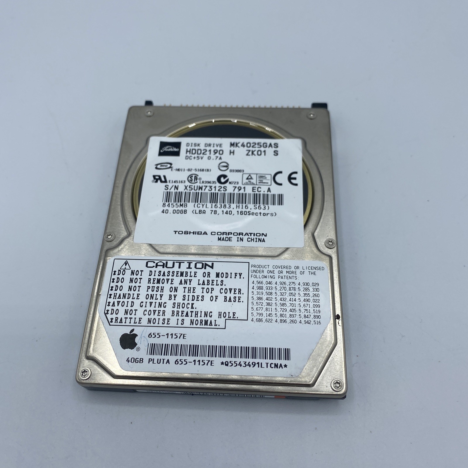 Bootable MacOS 2.5" ATA IDE Hard Drive 40GB Toshiba Apple OS 9 OS X