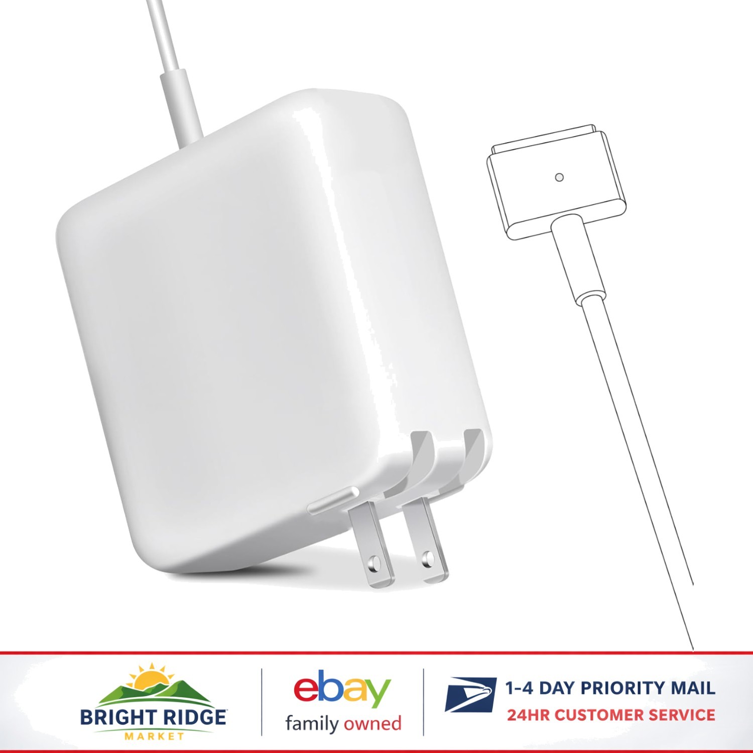 85W T-Tip Power Adapter for Laptops, Fast Charging AC Charger with USB Port