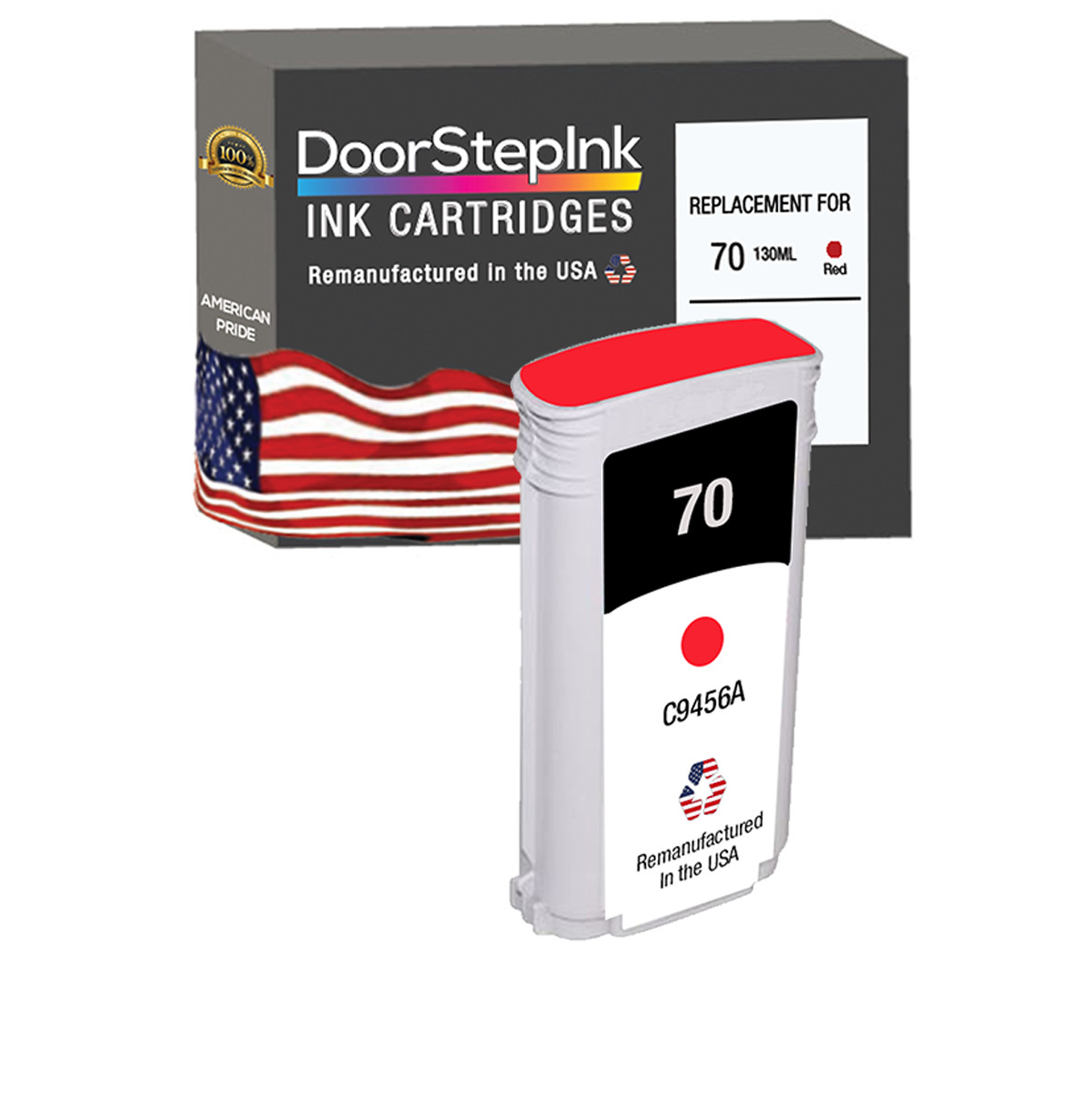 DoorStepInk Compatible Ink Cartridges For HP 70 Red 130mL C9456A -USA