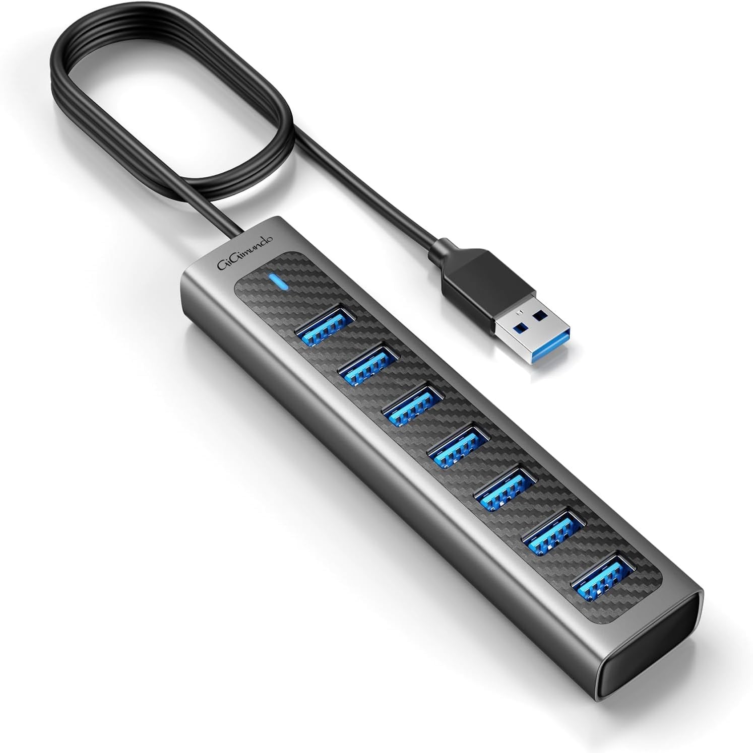 USB 3.0 Hub, 7-Port USB Extender Hub with 3.3FT Long Cable, USB Splitter, Alu...