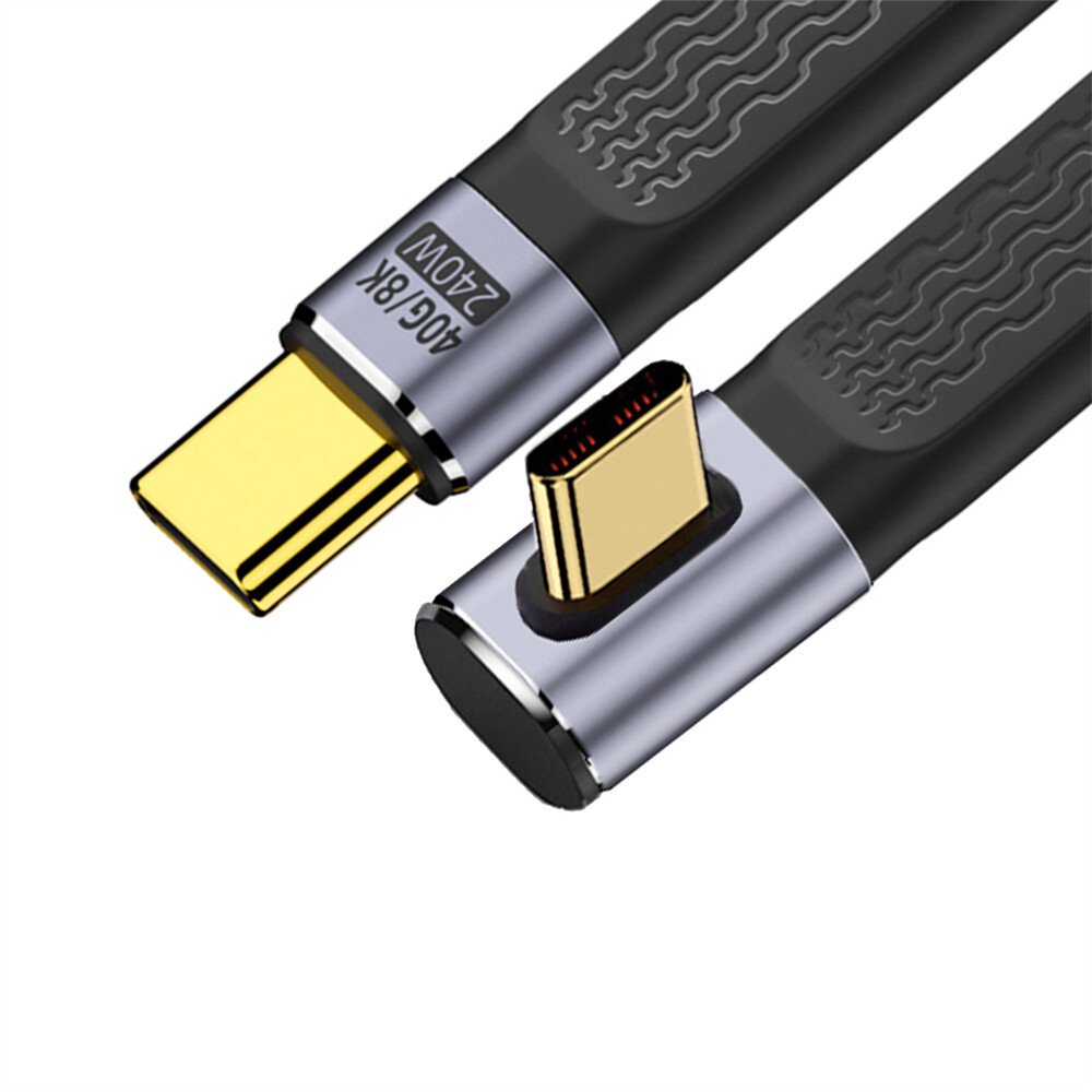 CY Low Profile Angled Flat Slim FPC 240W Type-C USB-C Data Cable for Laptop
