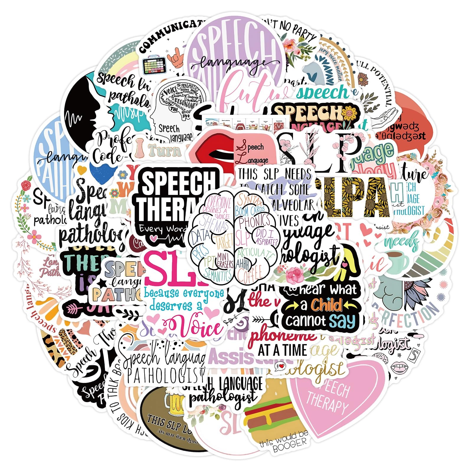 Leisitator 60PCS SLP Stickers, Vinyl Speech Language Pathology Decals Slp