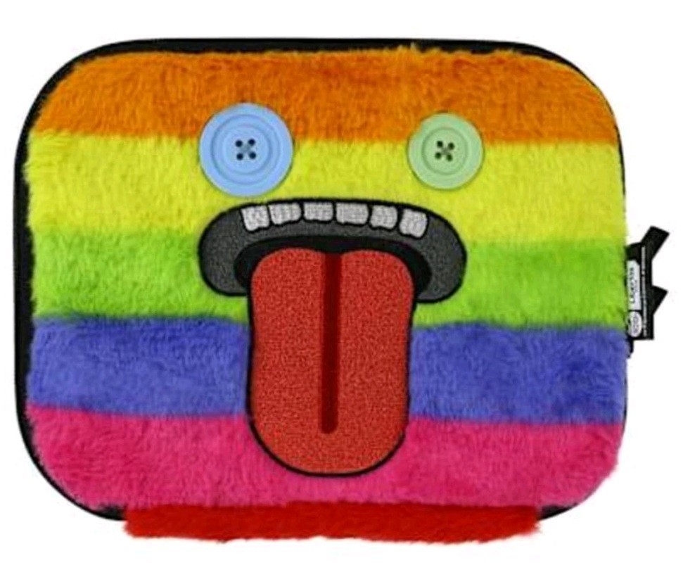 Fuggler Oogah Boogah Tech Bag Organizer Rainbow Faux Fur Multicolor FUG-TBAG-OB