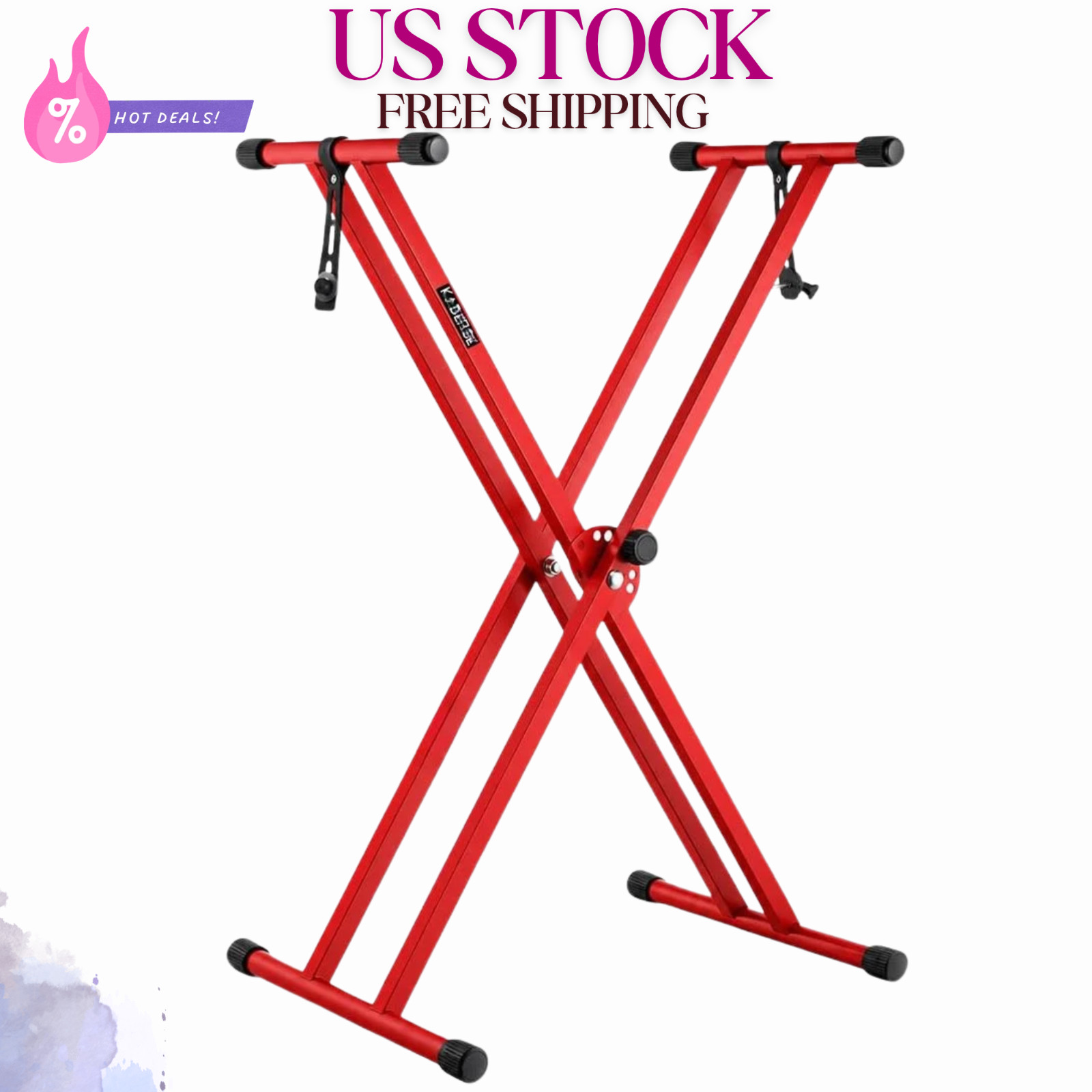 NEW Double-X Keyboard Stand Heavy Duty Frame Secure Locking Clutch Matte Red