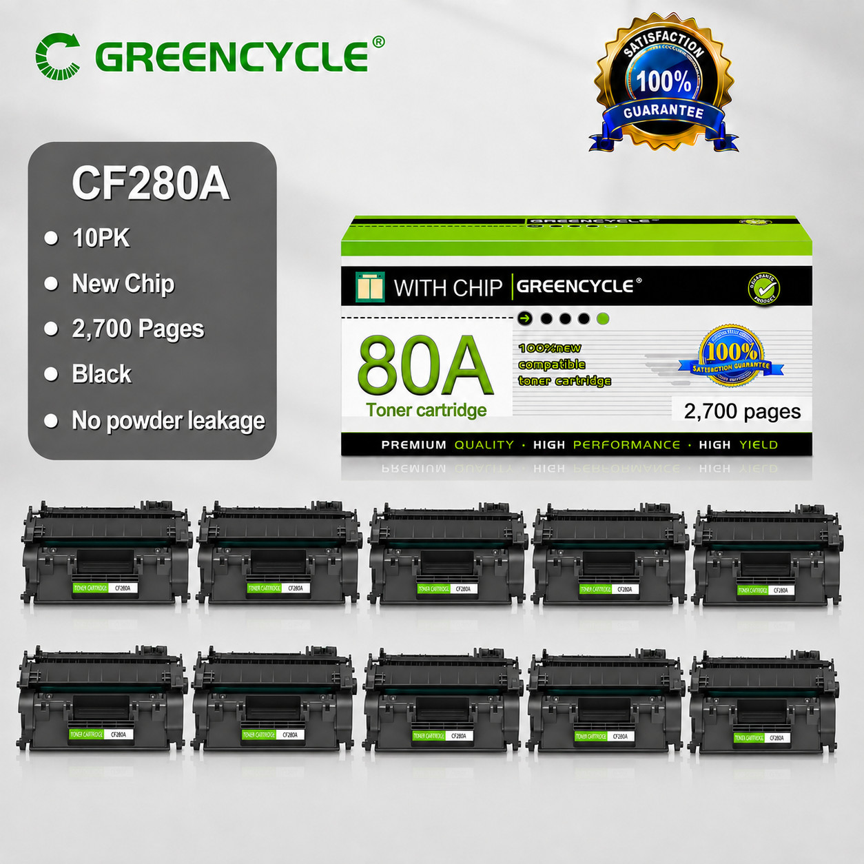 80A Toner 10-Pack Compatible HP CF280A Pro 400 M401a M401d M401n M425