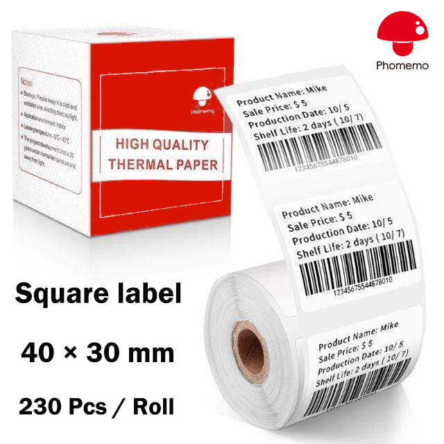 1 Roll 40x30mm Self-Adhesive Thermal Label Phomemo Printer Paper for M110/M200
