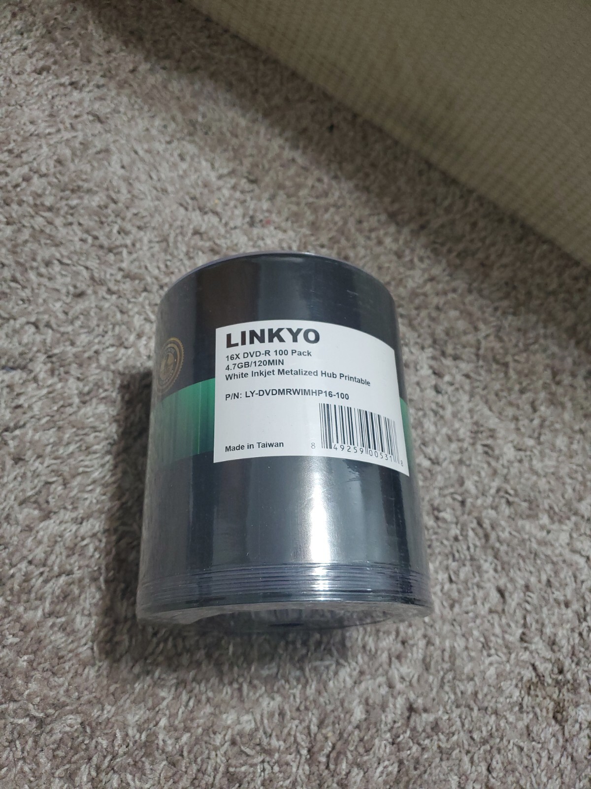 LINKYO DVD-R White Inkjet Metalized Hub Printable Media