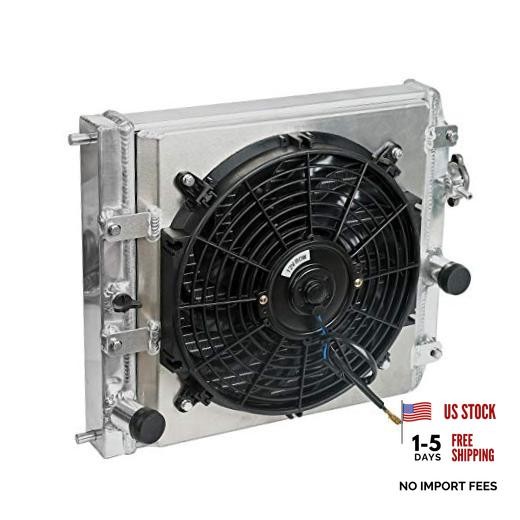 2-Row Full Aluminum Racing Radiator w/ 12V Fan Shroud | Replacement for 1992