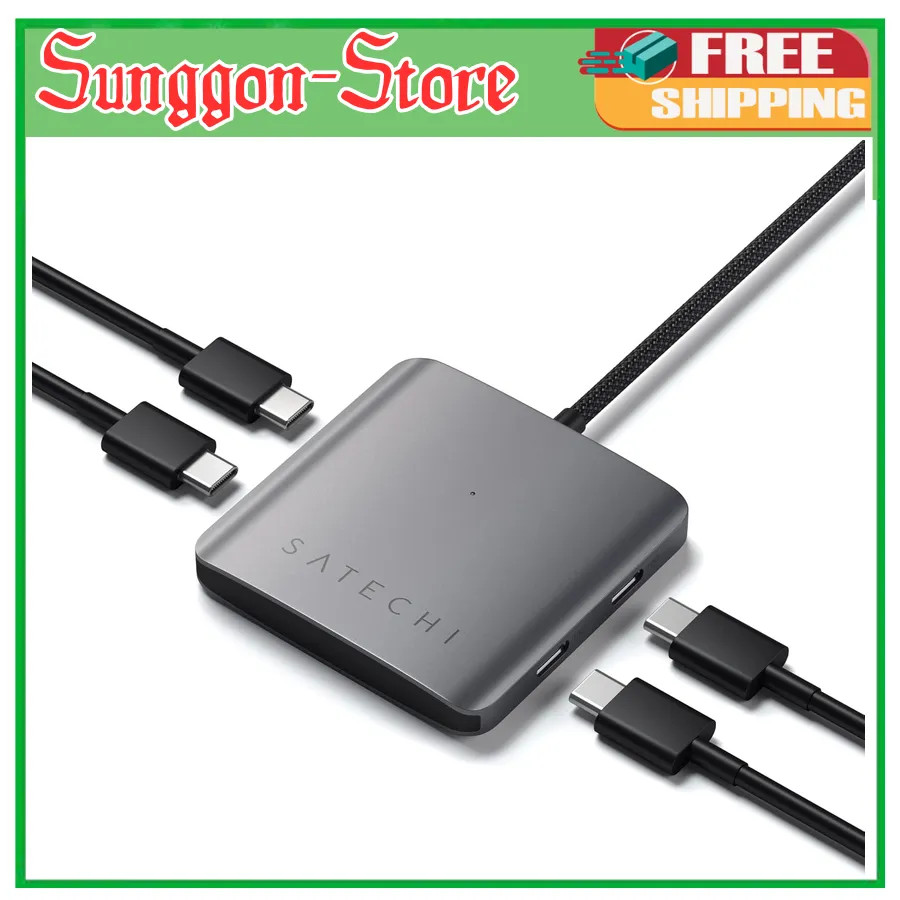 Satechi 4-in-1 USB-C Hub with 100W PD Pass-Through Charging
