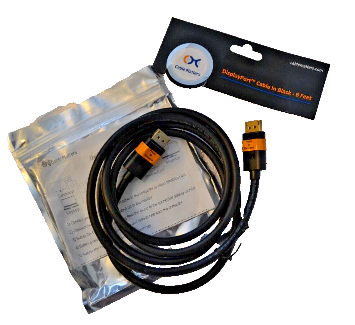 Cable Matters 6 feet Display Port Cable - open box