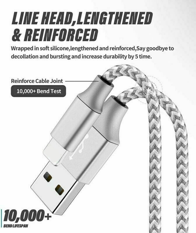 Fast Charger USB Cable 6FT For iPhone 6 7 8 Plus iPhone Xs Max 11 12 13 Pro Max