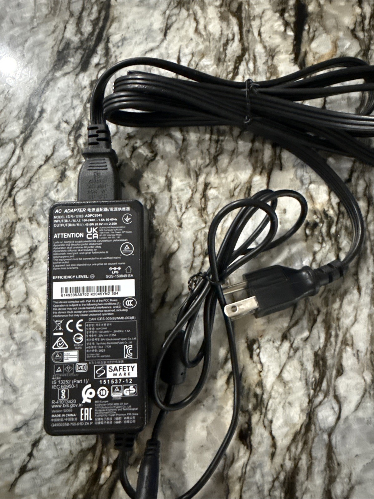 Genuine TPV AC Adapter Power Supply for MSI AOC Monitors ADPC2045 20V 2.25A 45W