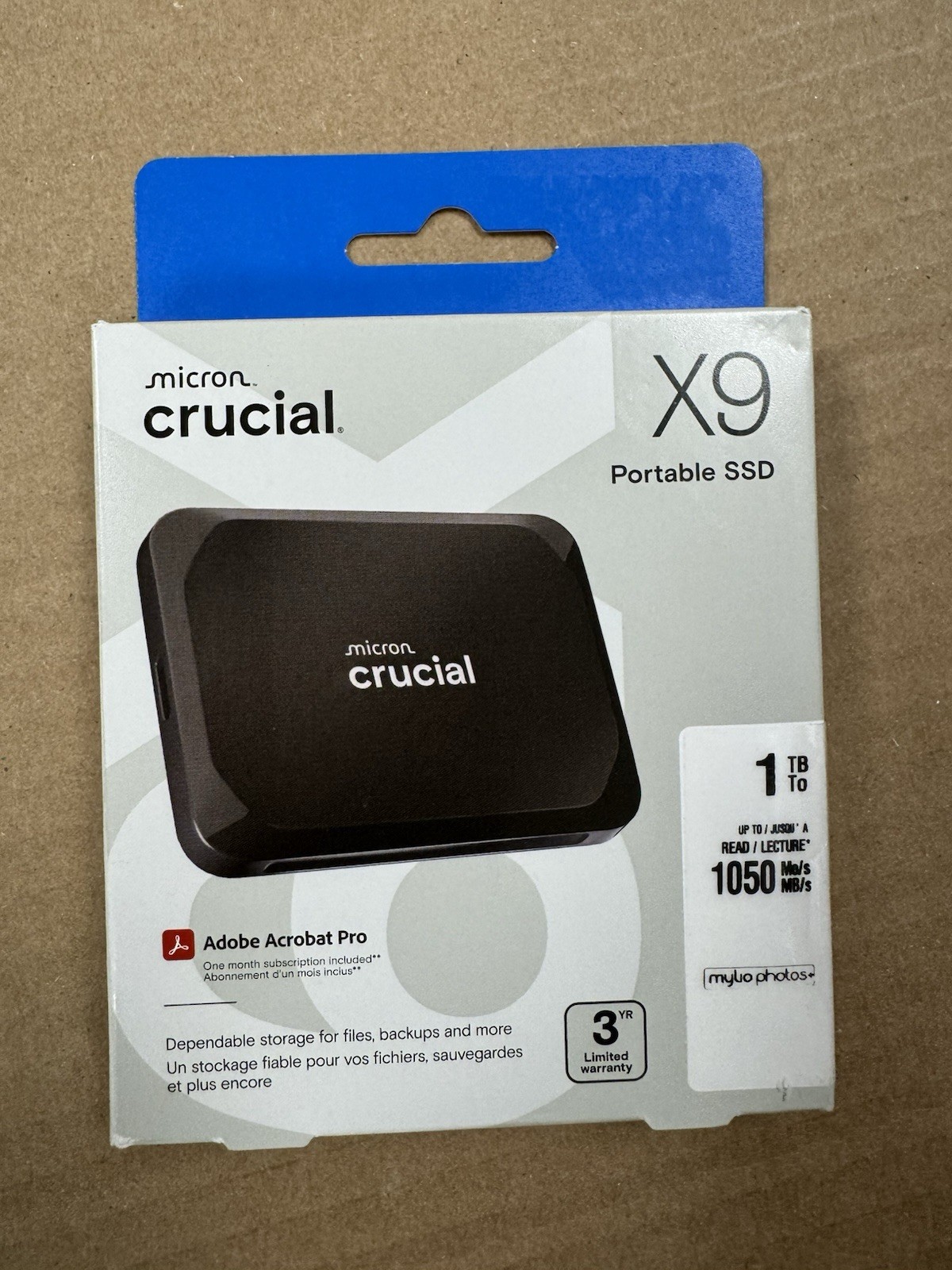 Crucial X9 1 TB Portable Solid State Drive External ct1000x9ssd9 1050MB/s-NEW-
