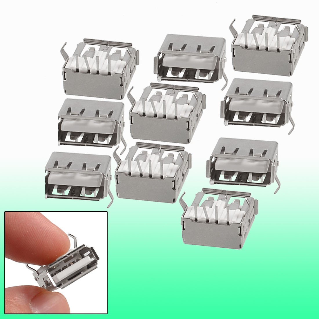 10 Pcs USB A Female Jack Bent Pin Board Connector