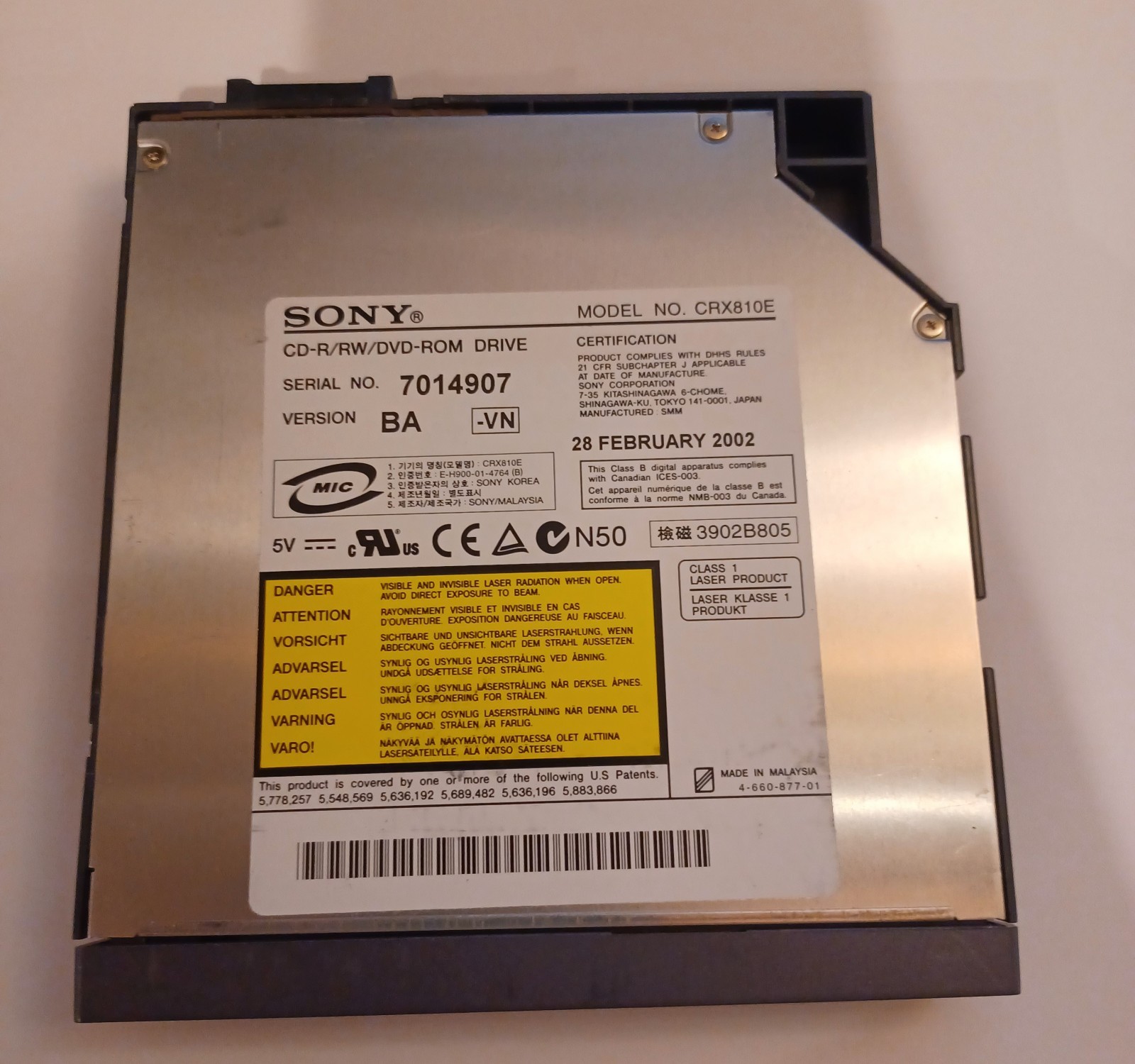 SONY RWCD/DVD-ROM CRX810E