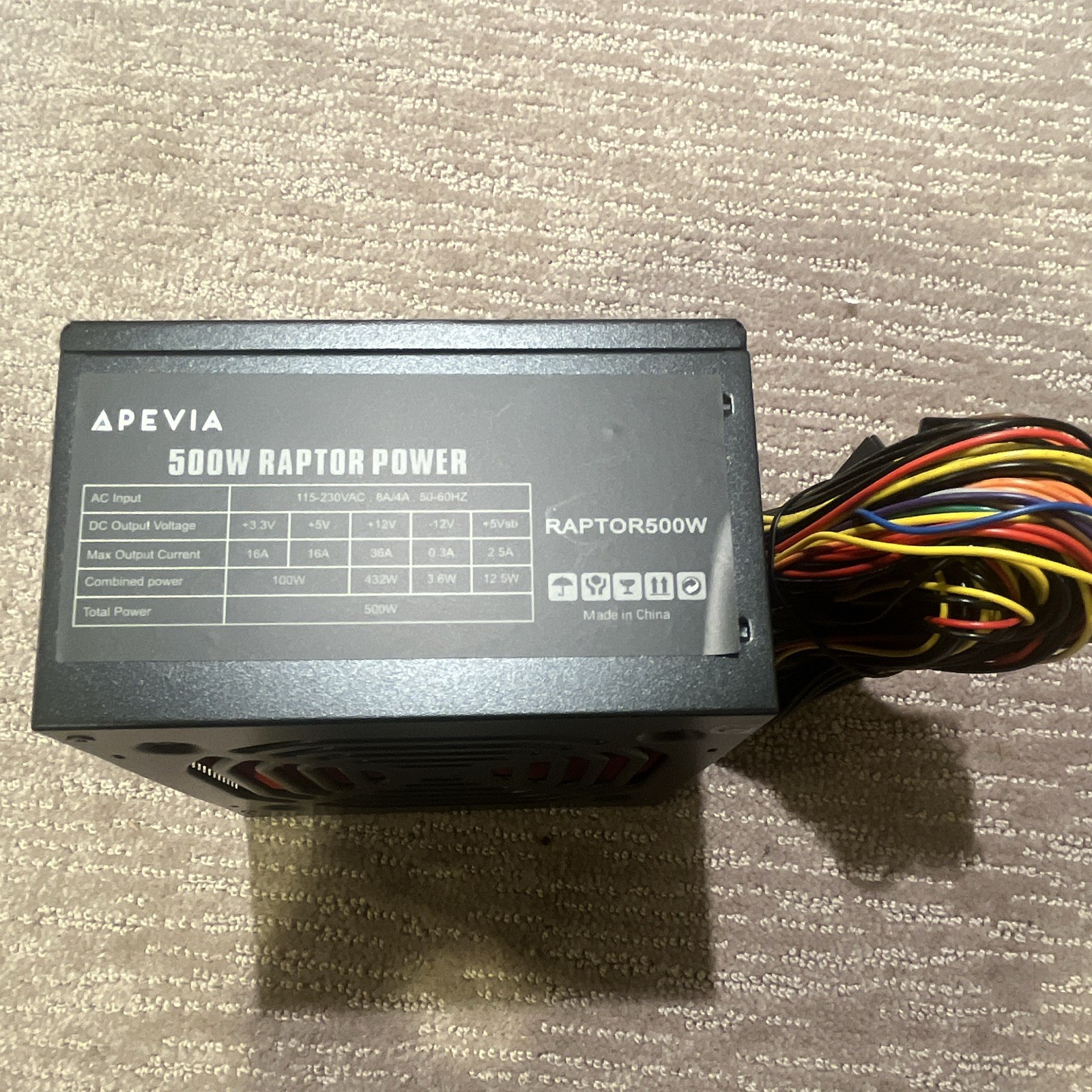 Apevia Raptor RAPTOR500W 500W ATX Power Supply w/ Smart Thermal Fan Control