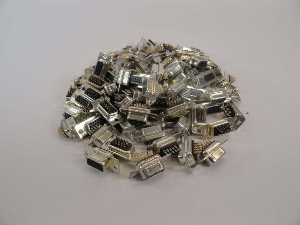 DB15 High Density Serial Port 15 Pin Solder Connectors Female Black - LOT OF 30
