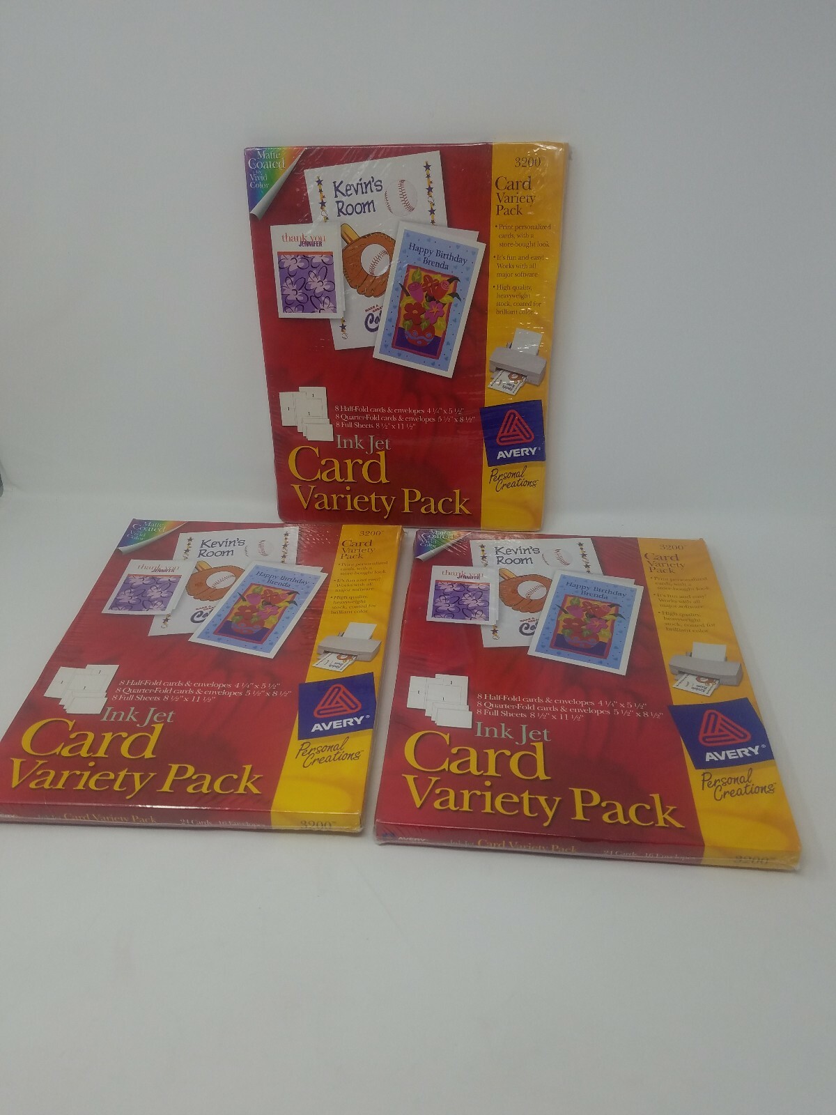 3 pack Avery 3200 Ink Jet Matte Card Variety Pack NEW SEALED