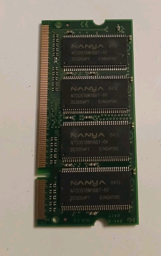 DDR SDRAM laptop memory module, Nanya NT256D64SH8BAGM-6K 256MB