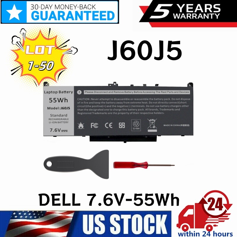 Lot Battery J60J5 For Dell Latitude E7270 E7470 R1V85 451-BBSX 451-BBSY 1W2Y2