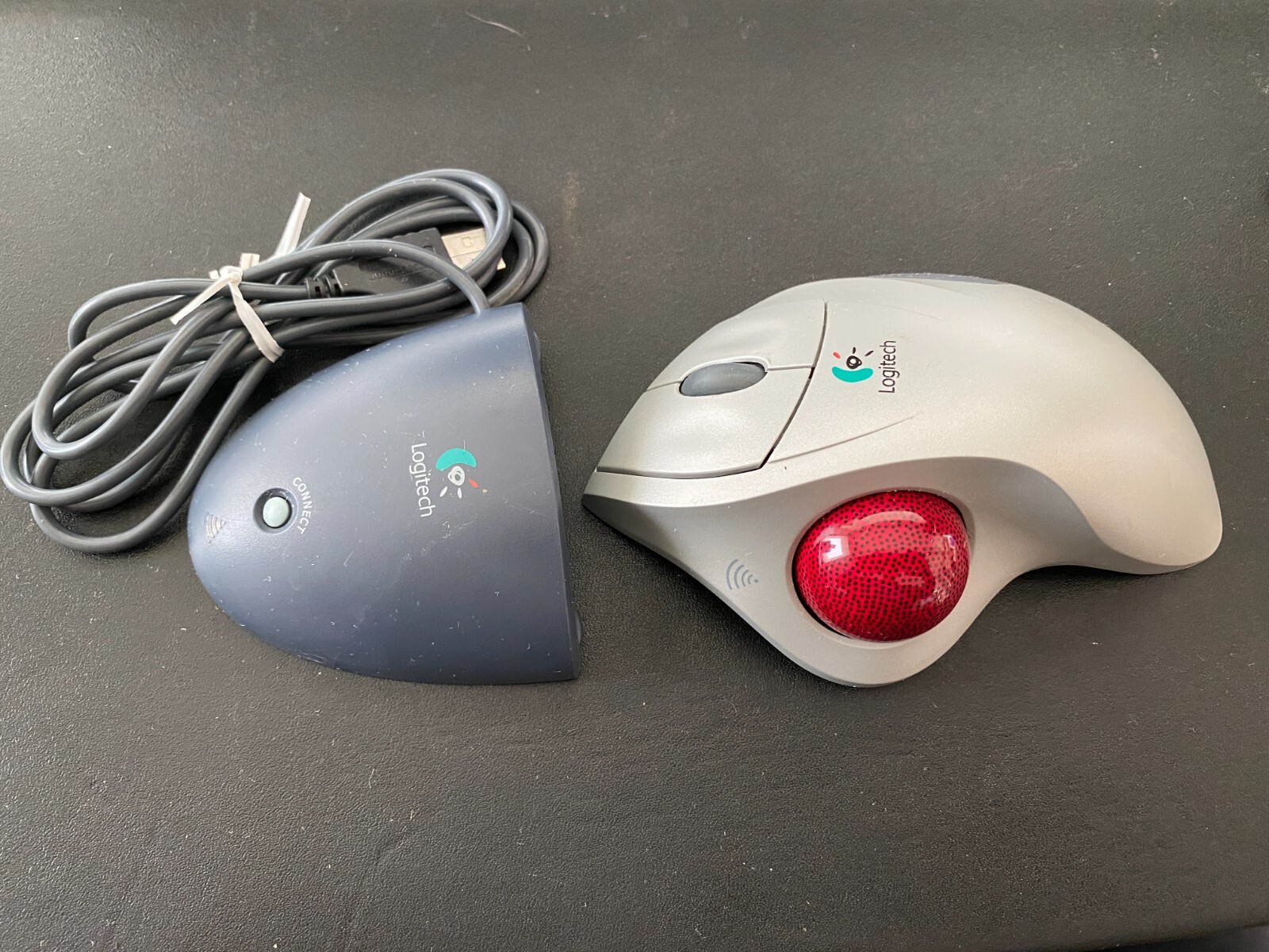 Logitech Wireless Trackman Wheel Mouse Ball T-RA18 w/USB Receiver Tested Works