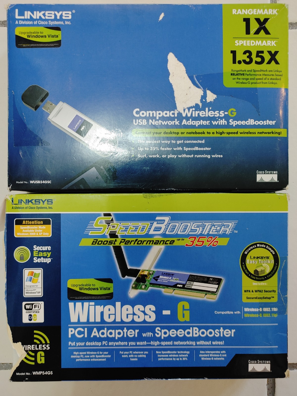 New Opened Box, LINKSYS WMP54GS Speed Booster Wireless-G PCI Adapter 2.4 GHZ