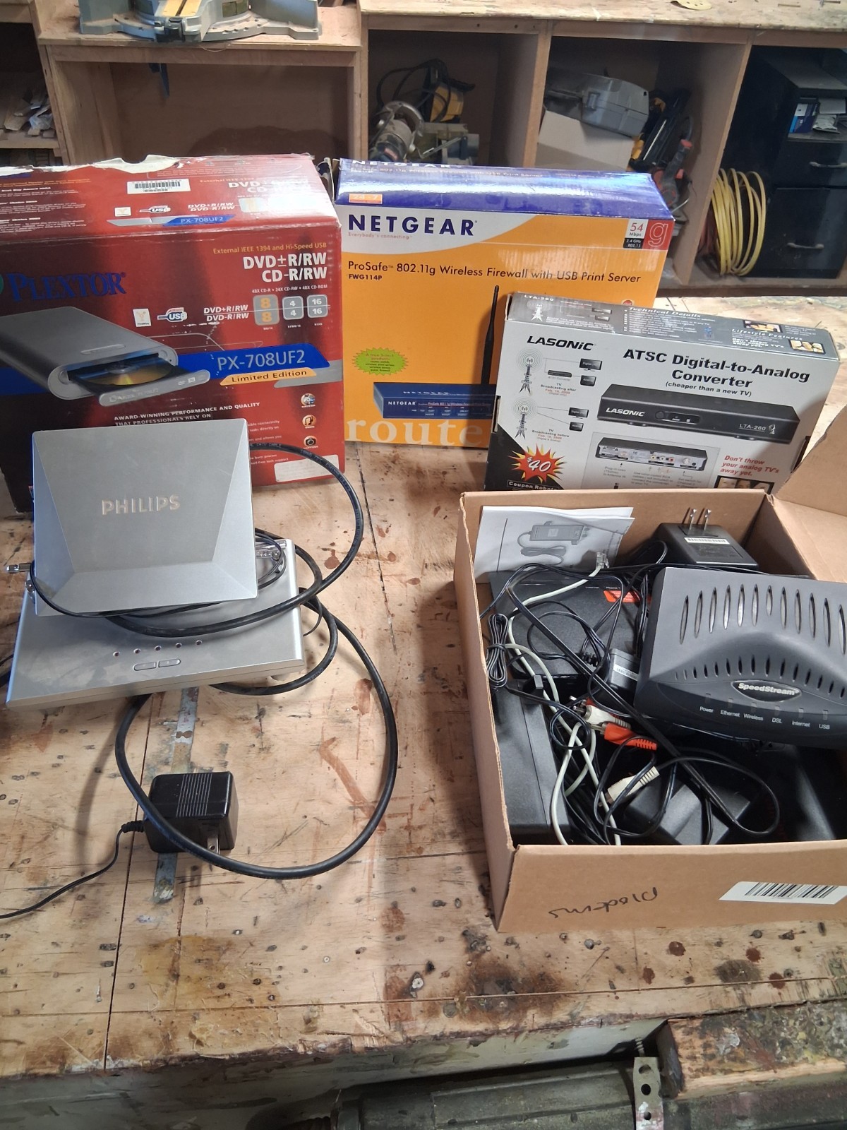 Lot Of Old (Vintage) Electronics.  Routers, Converter, Server Ect