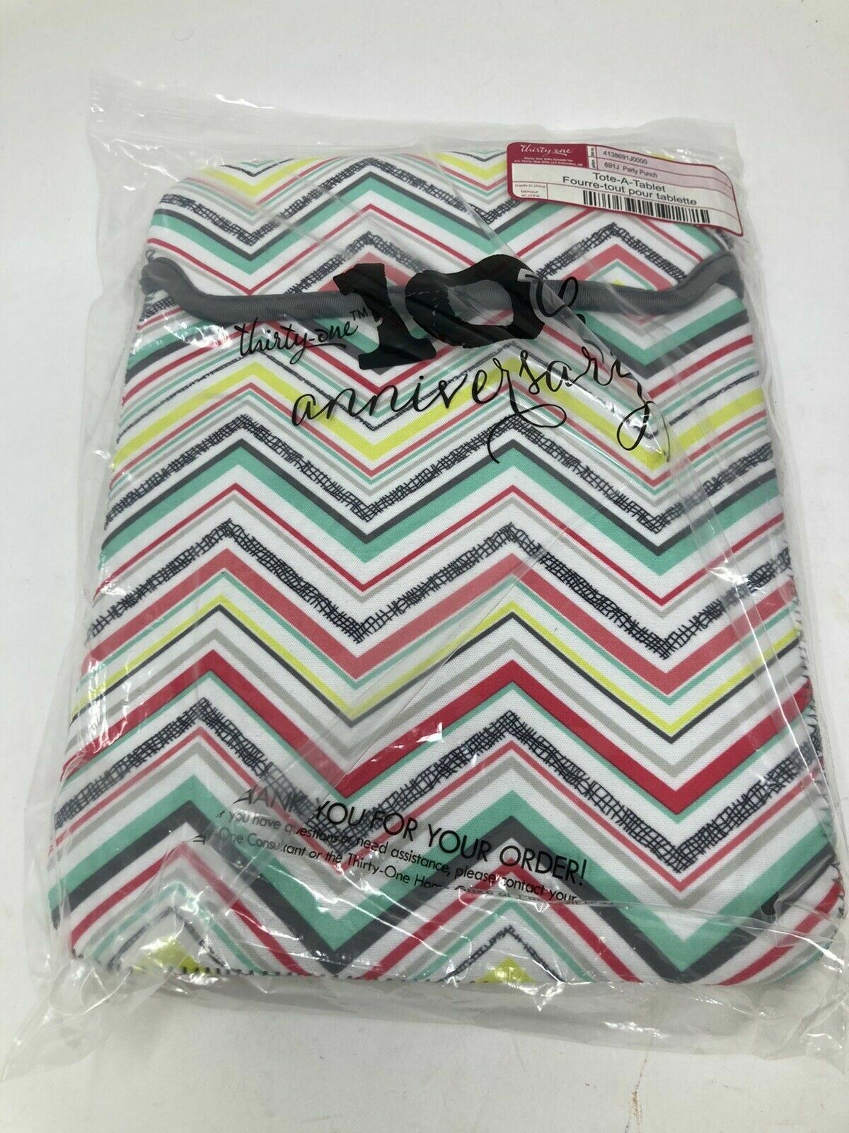 Thirty One 31 iPad  Case Cover Tablet Kindle PARTY PUNCH CHEVRON Tote-A Tablet