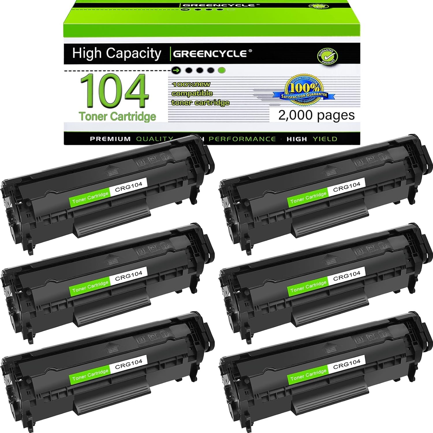 6PK Toner Fits for Canon 104 FX9 FX10 ImageClass MF4690 MF4680 MF4660PL FAX-L140