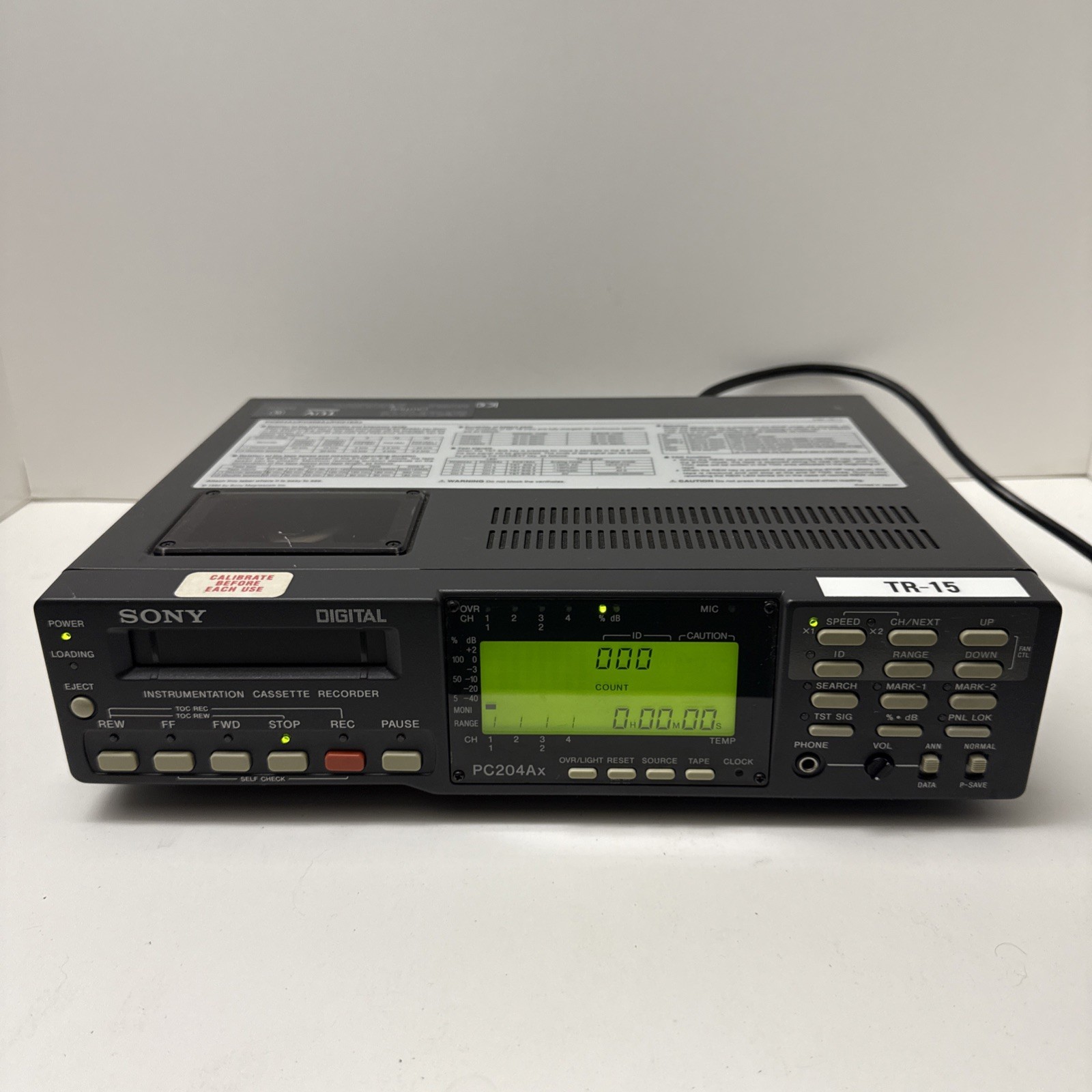 SONY PC204Ax Digital Data Instrumentation Cassette Recorder - Tested For Power
