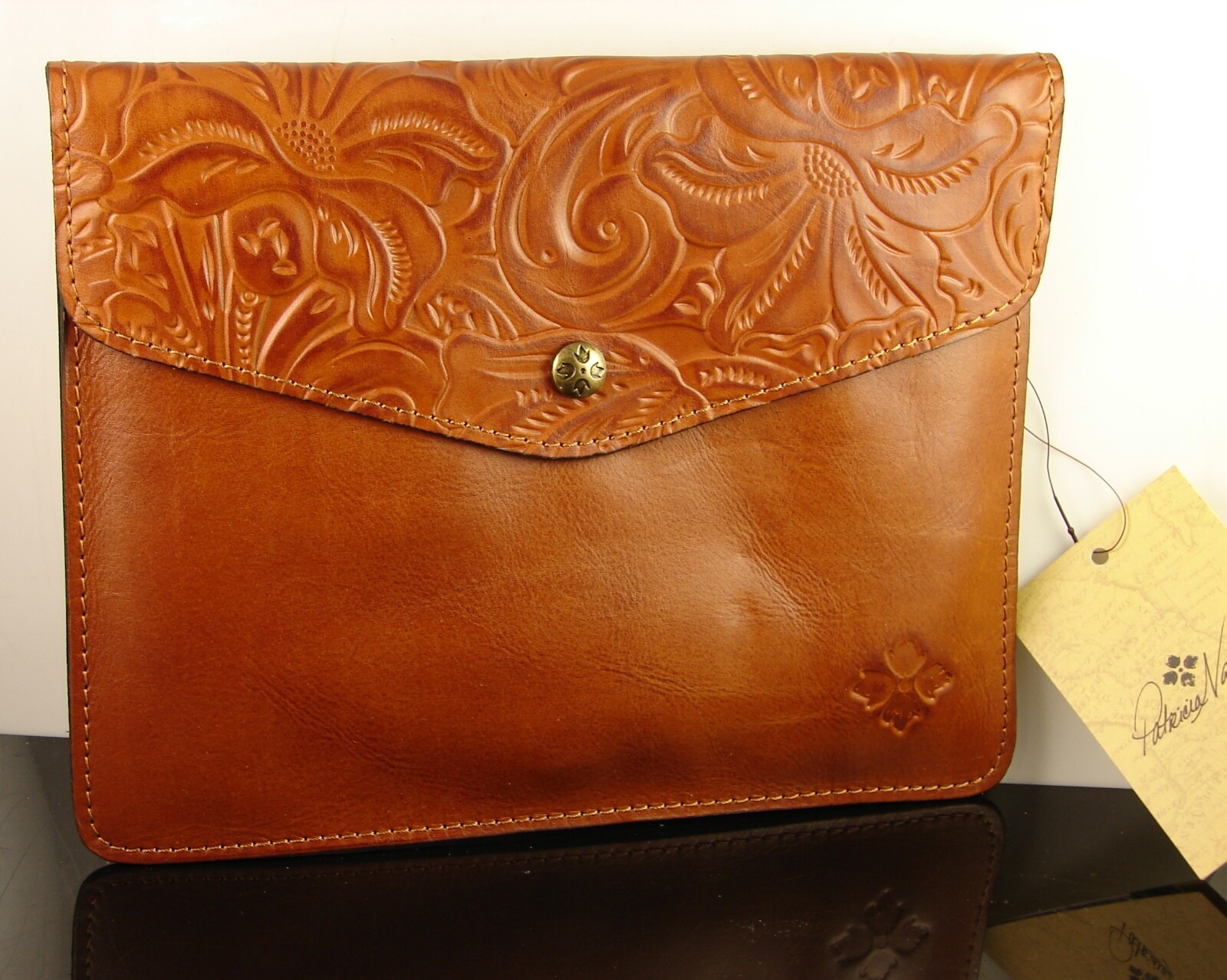 Patricia Nash Burnished Tooled Italian Leather Midi Tech iPad Portfolio NWT 