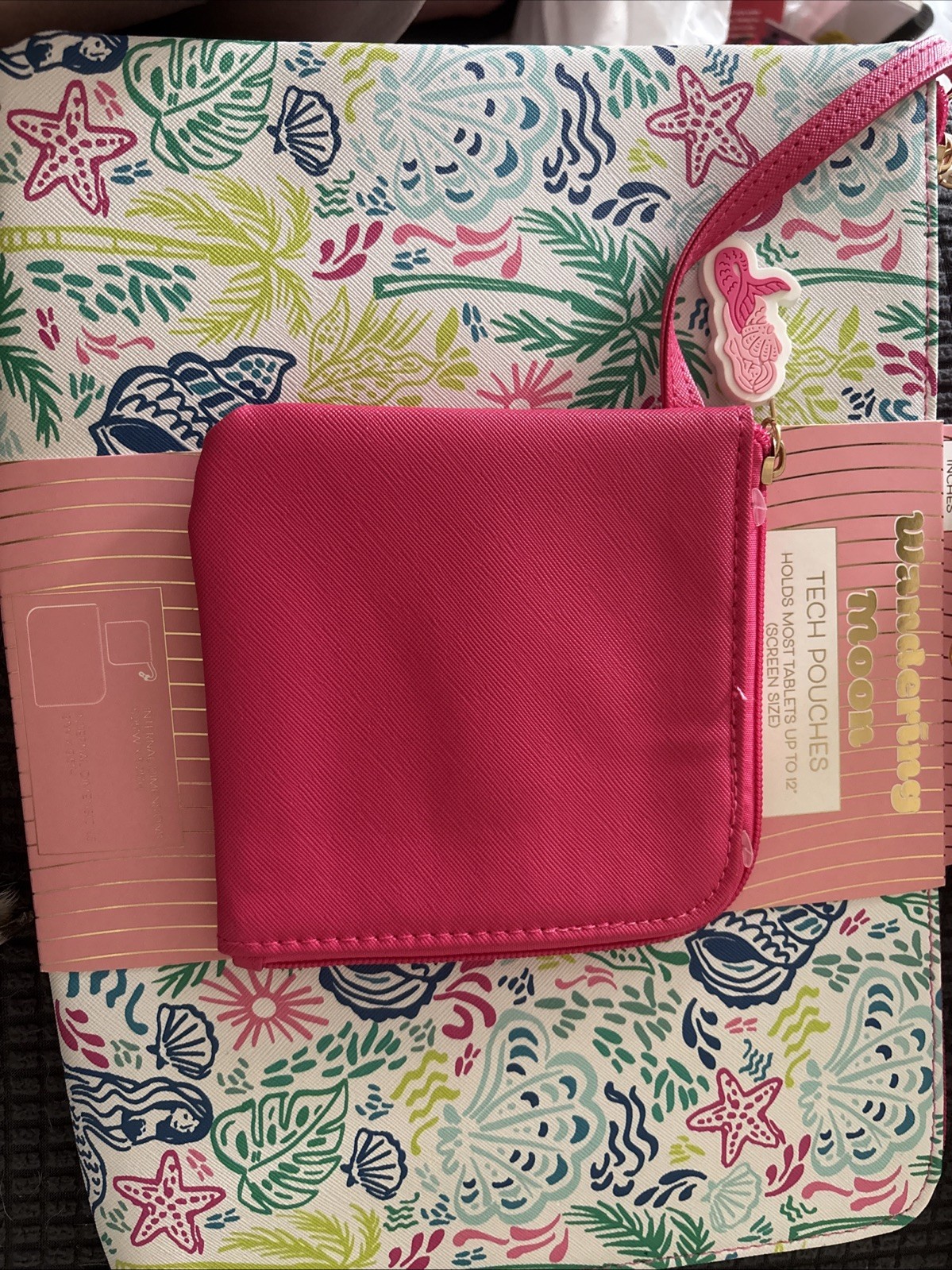 WANDERING MOON TRAVEL TECH POUCHES for tablets ipads to 12 inch Beach design New