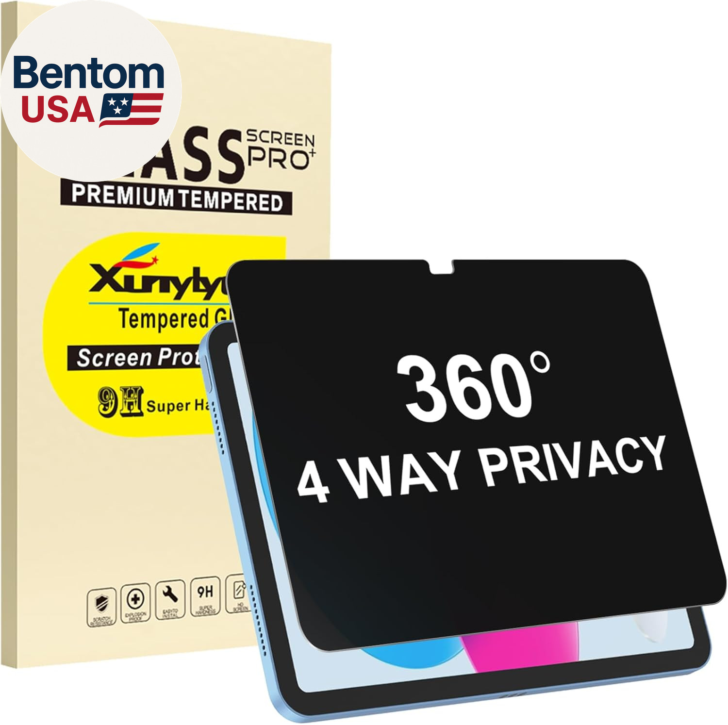 360° 4 Way Privacy Screen Protector for Ipad A16 11Th/ 10Th Generation (11/10.9