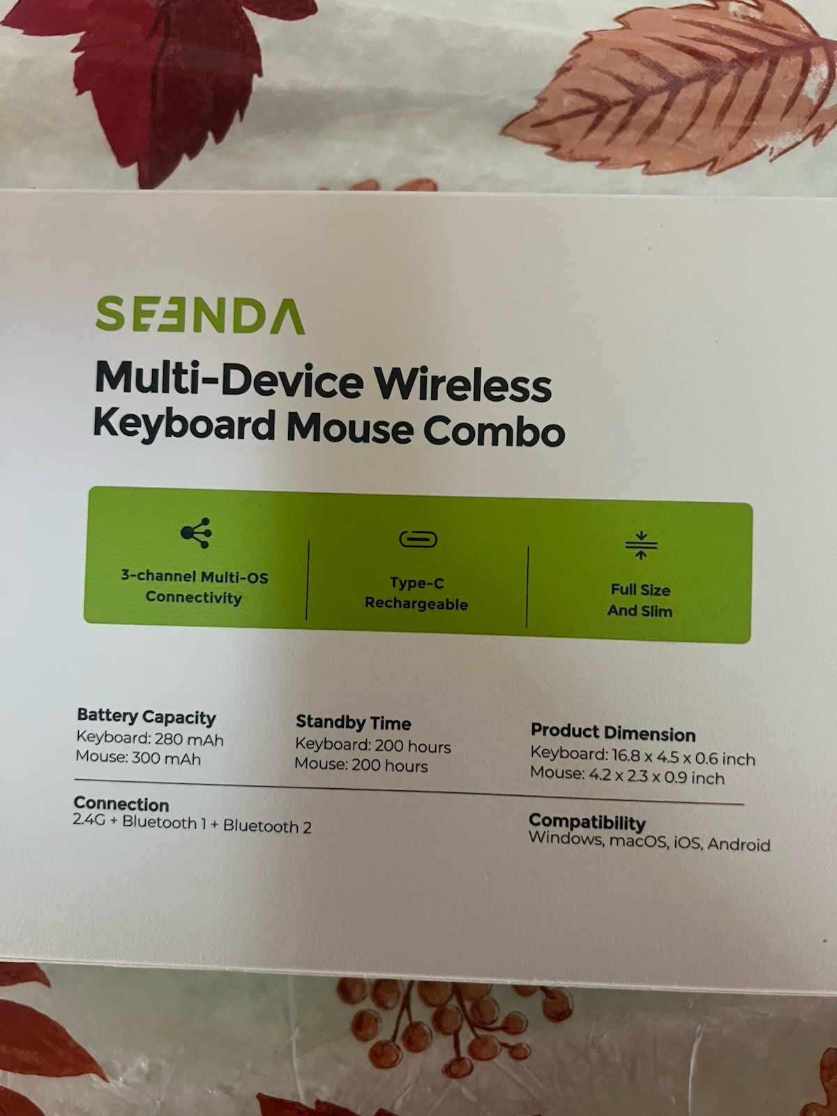 Seenda Rose Gold Wireless Bluetooth Keyboard & Mouse Combo,SKM64-3 Rechargeable
