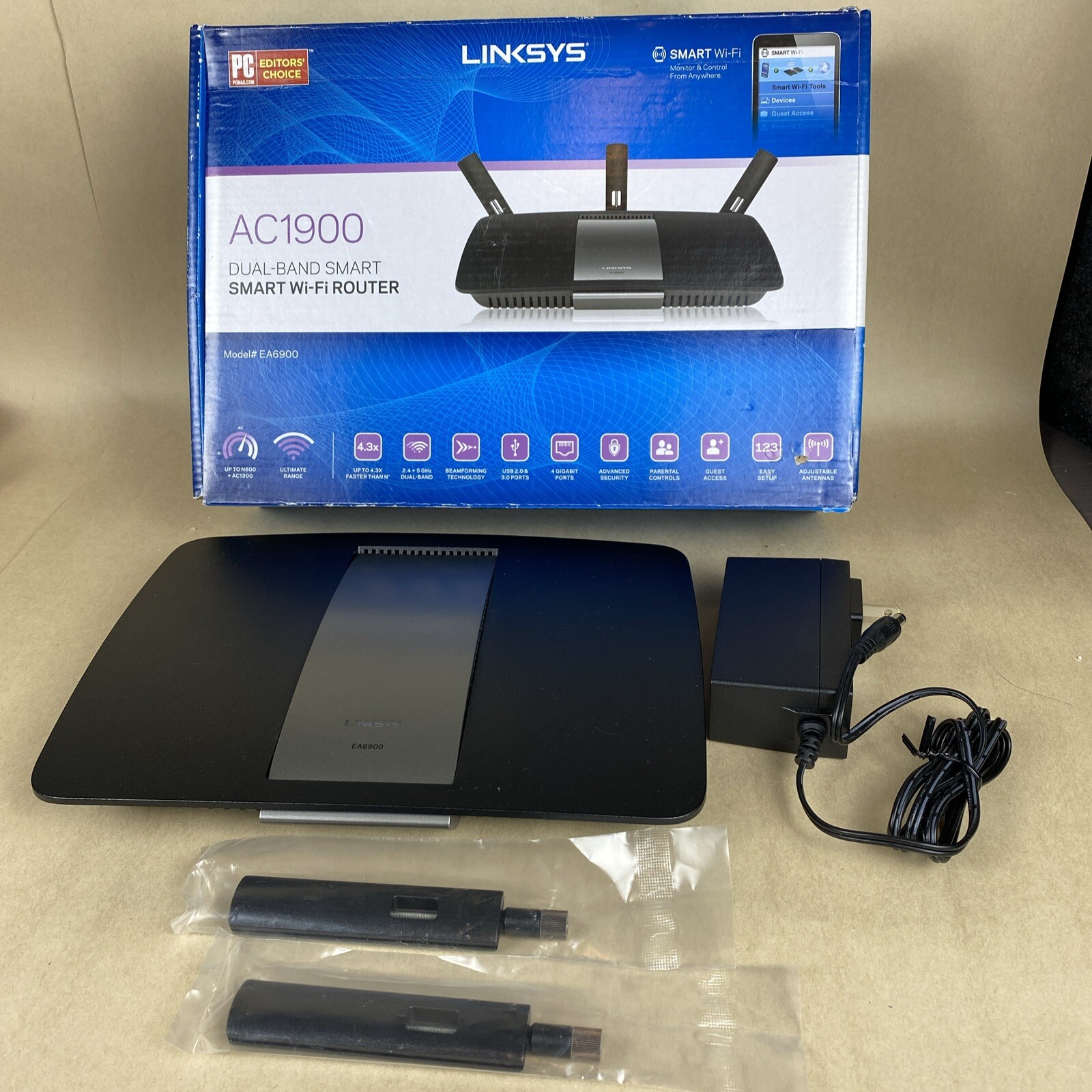 Linksys AC1900 Dual Band Smart Wi-Fi Router Open Box *Missing One Antenna* READ