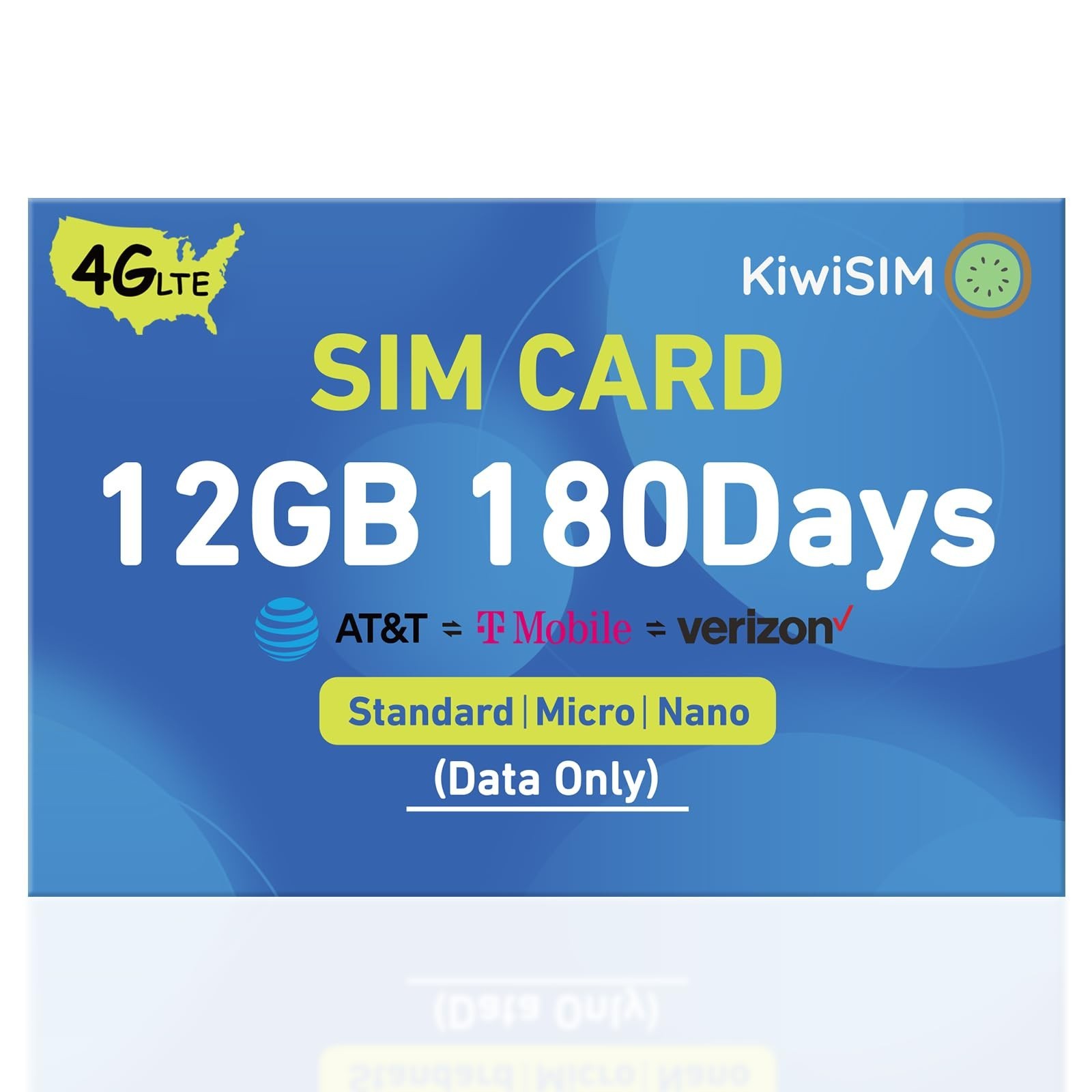 USA Data SIM Card 12GB 4G LET SIM Card Support for AT&T, T-Mobile and Verizon...