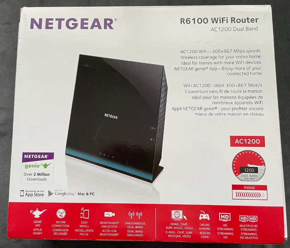 Netgear  R6100-100NAS AC1200 Dual-band Wi-Fi Wireless Router WiFi