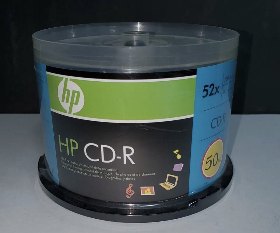 50 HP CD CD-R Logo Blank Media Disc 52x/80Min/700mb storage. New / Sealed
