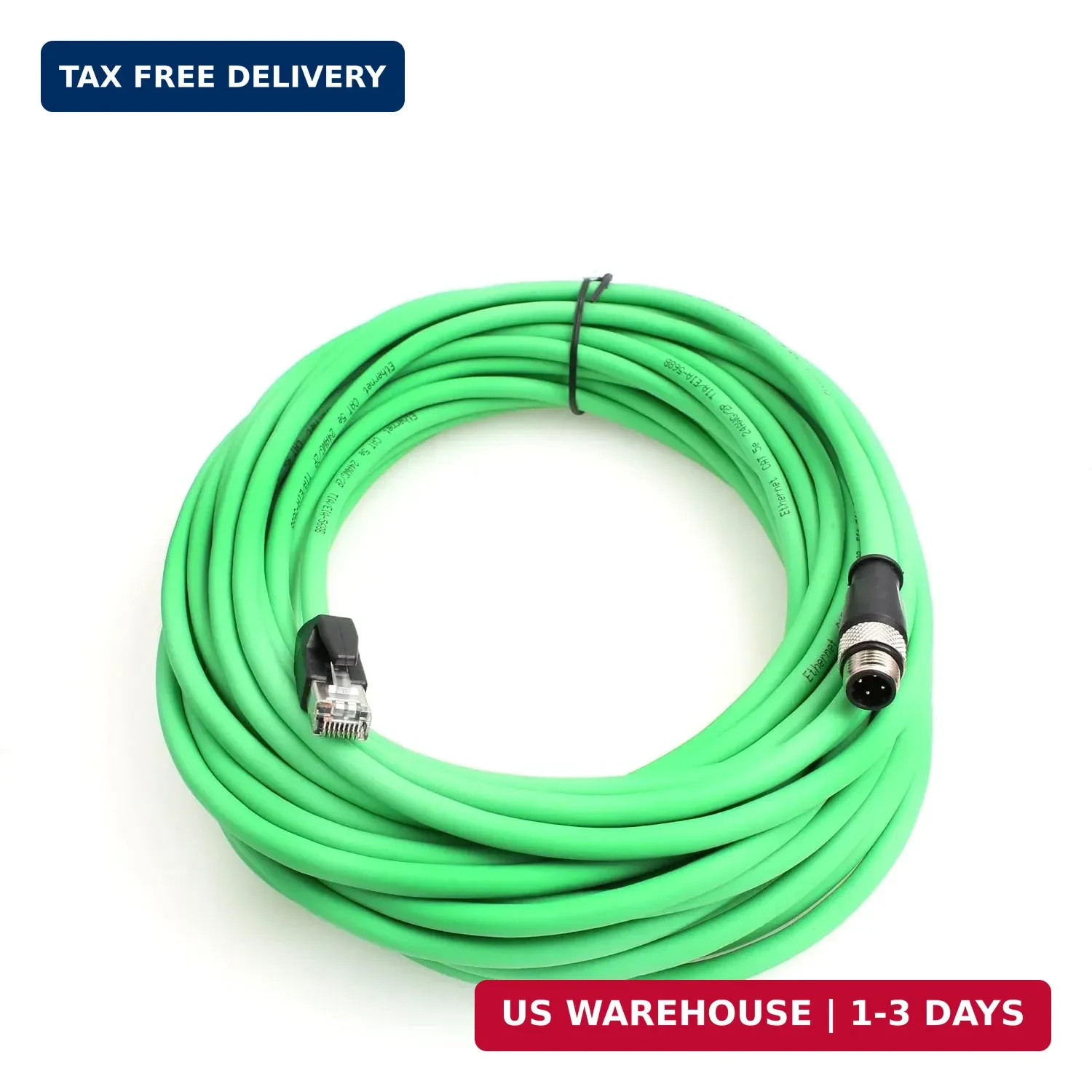 M12 D Code 4 Pin Male to RJ45 Plug High Flex Cat5e Industrial Ethernet PVC Cable