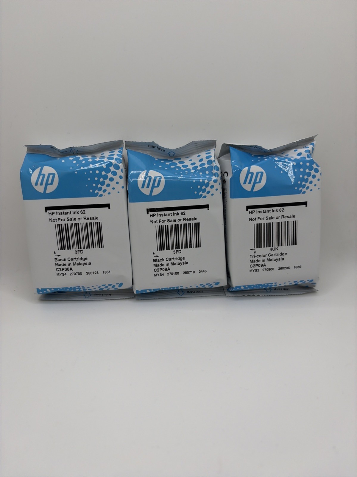HP Instant Ink 62 2x Black & 1x Tri-Color Ink Cartridge NEW Sealed OEM Original