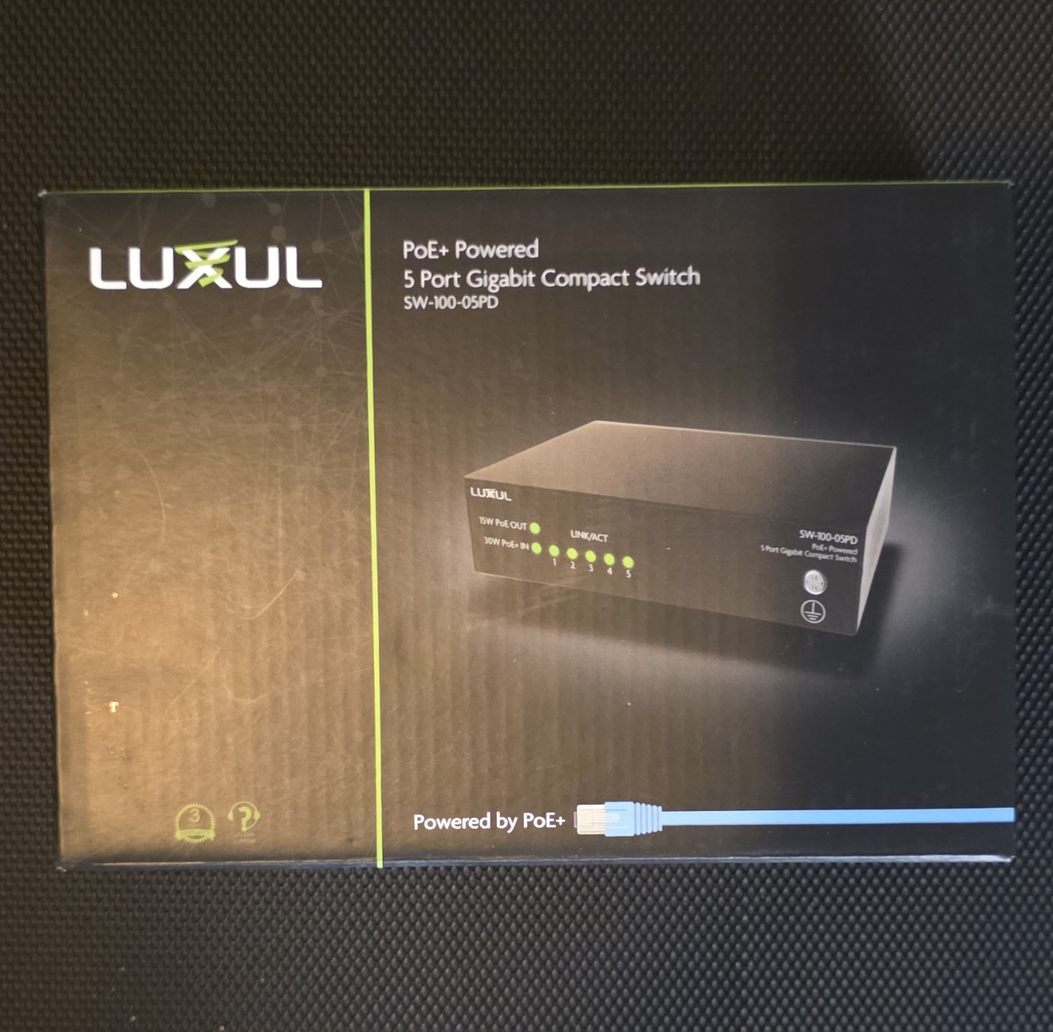 Luxul SW-100-05PD PoE+ Powered 5-Port Gigabit Unmanaged Compact Switch