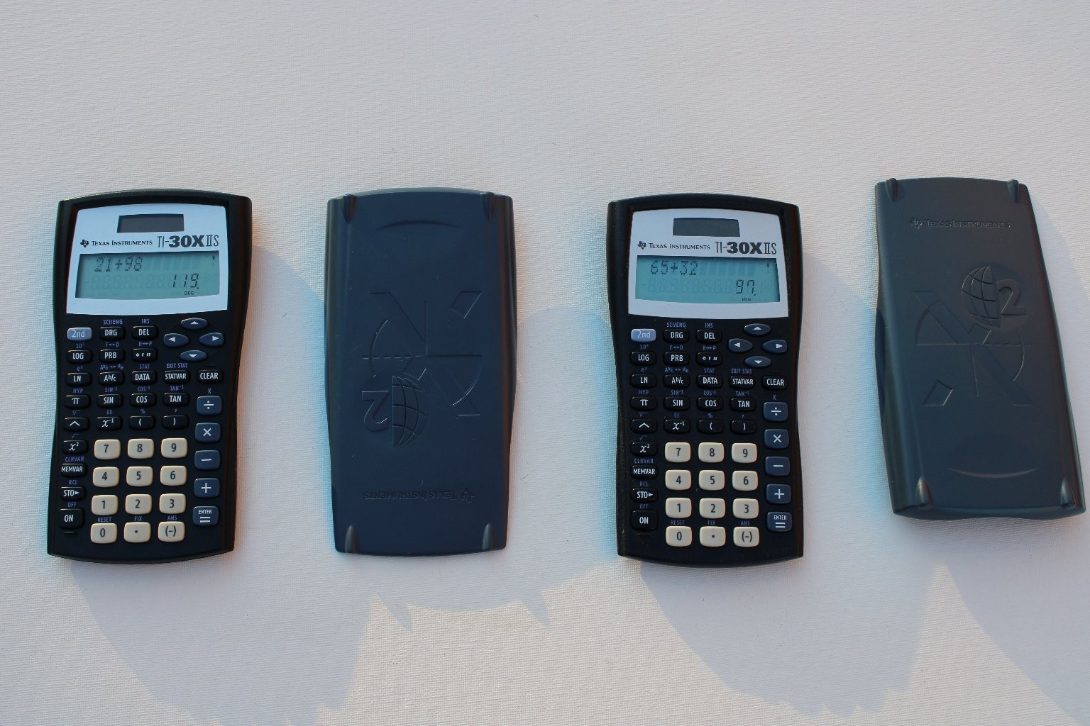 Lot of 2 Texas Instruments TI-30XII S Scientific Calculators w/ Covers - Tested