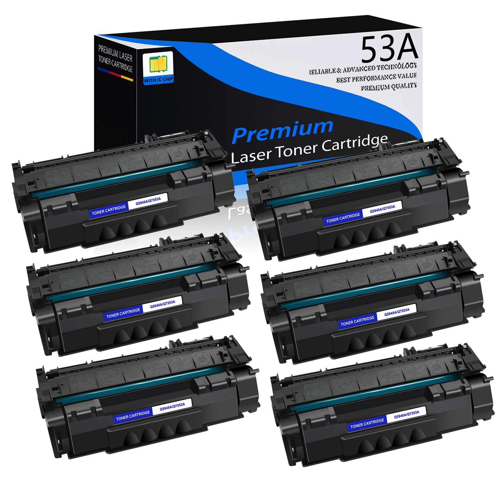 6PK Q7553A 53A Toner Cartridge Compatible for HP P2014 P2015 M2727 M2727 MFP
