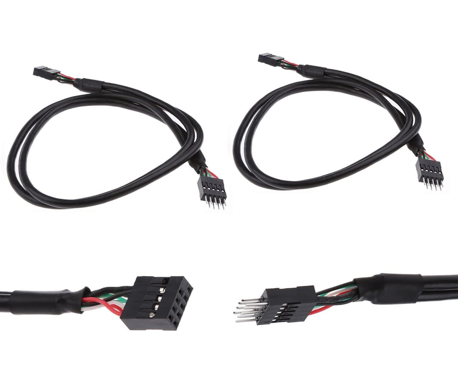USB Header Extension Cable, USB 2.0 9-Pin Male to 9-Pin Female