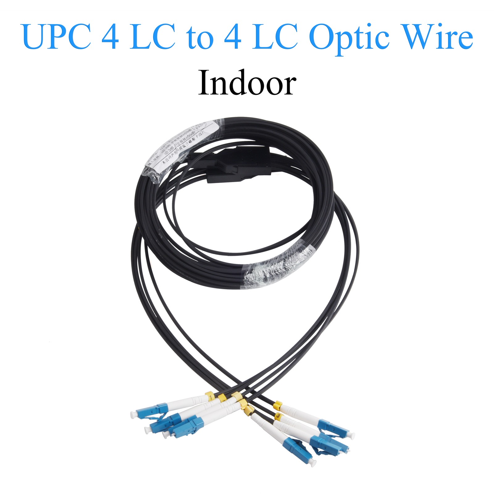 4-Core LC-UPC to LC-UPC Single Mode Fiber Optic Patch Cord, Indoor Cable 3M-50M